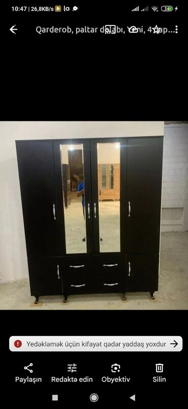 Dolablar: Yeni, Açılan, 4 qapılı Düz dolab, Qarderob, paltar dolabı, Azərbaycan — 30