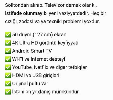 grundig: GRUNDIG LED televizor heç işlənməyib(yəni paketindən — 6