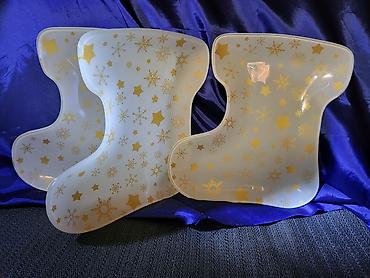 Kuhinjski setovi: Tanjiri vintaz stakleni praznicni. Stakleni tanjiri za posluzenja — 3