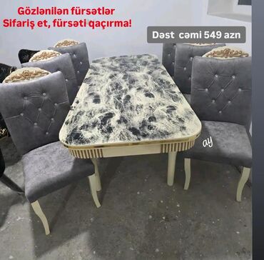 Masa və oturacaq dəstləri: Qonaq otağı üçün, Yeni, 6 stul