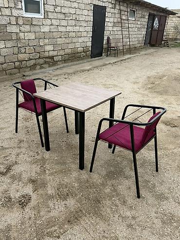 su nasusu: Metal karkaslı stol-stul dəsti - Tərkib: 1 ədəd düzbucaqlı masa + 4 — 4