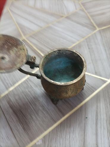 qab qaşiq: Qapaqlı bürünc şəkərqabı/ədviyyat qabı - Material: bürünc (üzərində — 2