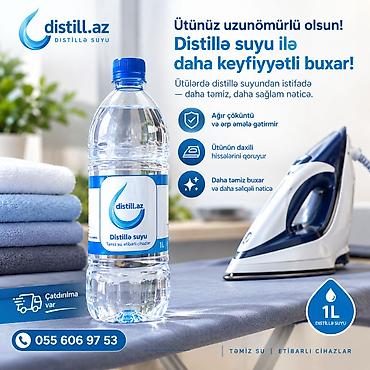 su arıtma: Distill.az Distillə Suyu – ütülər üçün xüsusi təmizlənmiş su, 1L - — 1