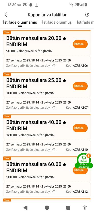 hediye qutusu: Məhsul: Temu tətbiqində “Kuponlar və təkliflər” bölməsində çoxsaylı