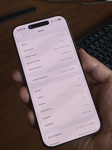 поко х3 цена бишкек: IPhone 16 Pro Max, Колдонулган, 512 ГБ, Desert Titanium, Заряддоочу түзүлүш, Коргоочу айнек, Каптама, 92 %