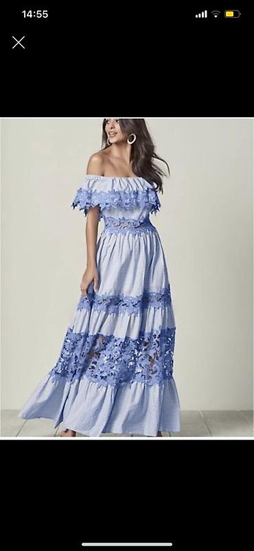 Material: 100% pambiq. Mavi-ağ xallı (gingham) parçadan maxi lalafo.az -da Material: 100% pambiq. Mavi-ağ xallı (gingham) parçadan maxi