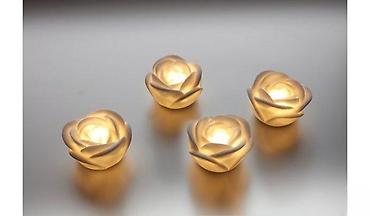 Sveće i svećnjaci: LED dekorativne svećice u obliku belih ruža – set 4 komada (Flower — 3