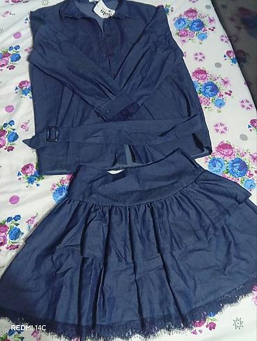 Костюмы с юбкой: Комплект одежды 1) Женский джинсовый сет: рубашка + пышная юбка - — 1