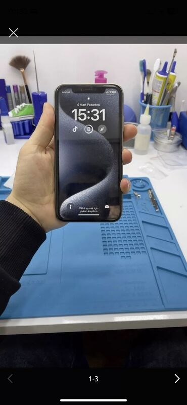 telefon 40 manat: IPhone 15 Pro, 64 GB, Natural Titanium, Face ID, Simsiz şarj, Sənədlərlə