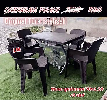 Bağ, çöl mebeli: Yeni Plastik masa dəsti📌 _*Türk istehsalı masa+6STUL*_ 📌 *Qiymət — 1