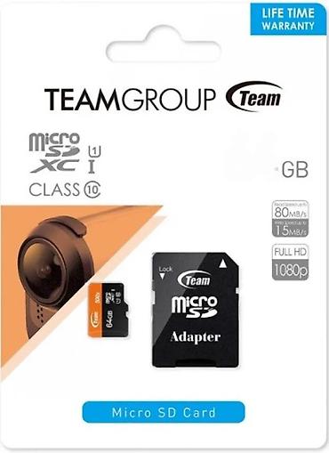Memorijske kartice za kamere: TEAMGROUP microSDXC kartica + SD adapter - Kapacitet: 64 GB — 1