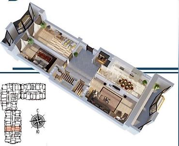 616: 3 комнаты, 121 м², Ак-Кеме Элитка, 6 этаж, ПСО (под самоотделку) — 2