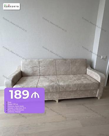 Divan – açılan, bazalı model - Ölçü: 200 sm - Mexanizm: Açılan