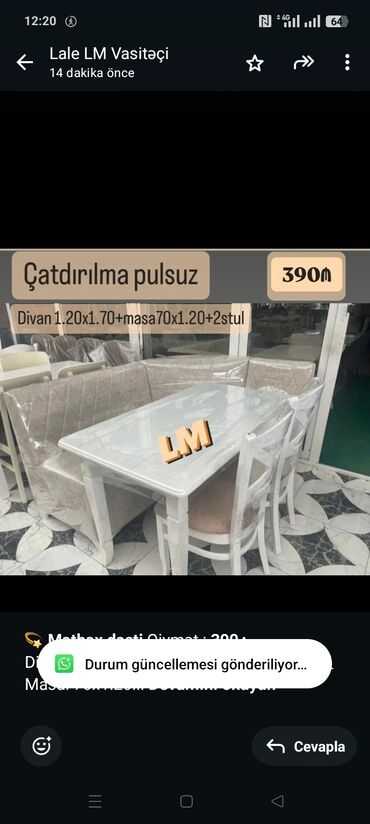 Sifarişlə digər ev mebeli: 💫 *Mətbəx dəsti* Qiymət : *390₼* Divan:1.20x1.70