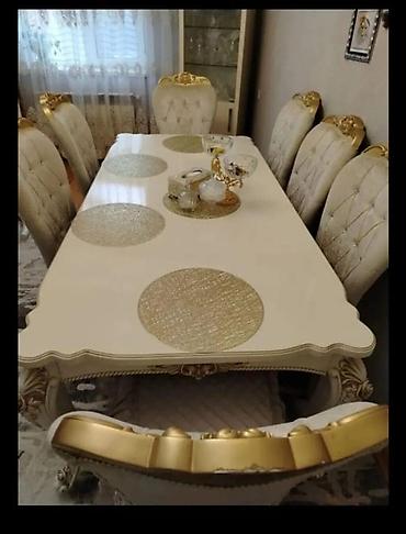tap az heyet evleri gence: MehimMasa dəsti 8 stulla 370₼. 4 stulda boşluq var. Sıxmaq lazımdır — 1