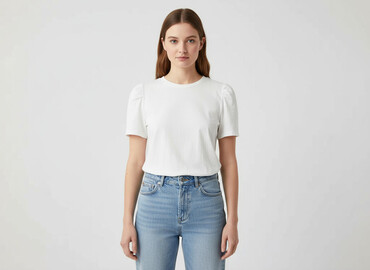 koszulka opadajaca na ramie: H&M, T-shirt damski, rozmiar M