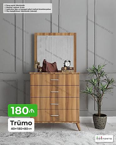 Komodlar: Trümo – 40×180×80 sm - Dizayn: Ayna ilə komplekt, 4 geniş çekmece — 1