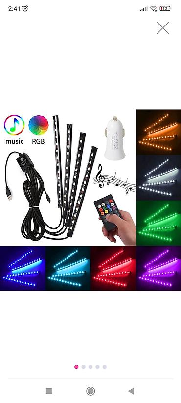 cin avto ehtiyat hisseleri: Avtomobil salonu üçün RGB LED işıq dəsti uzundur - 4 ədəd elastik — 1