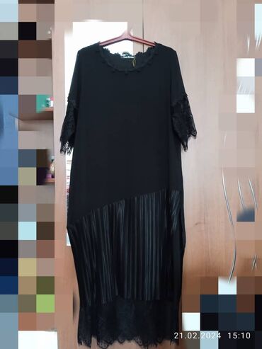 платья черный: Вечернее платье, Классическое, Длинная модель, Шифон, С рукавами, XL (EU 42)