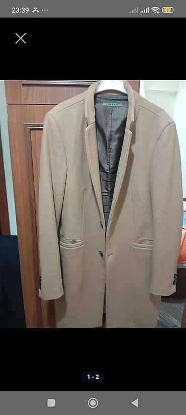 paltolar kisi ucun: ZARA MAN kişilər üçün palto - Rəng: bej/şabalıd tonunda - Kəsim — 1