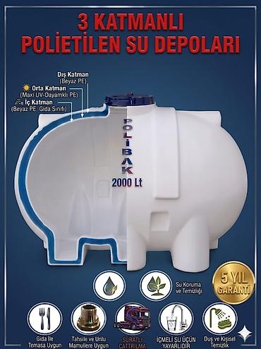 Ev və bağ: Türksan 1500 litr düz formalı su çəni - Həcm: 1500 LT (üzərində qeyd — 6