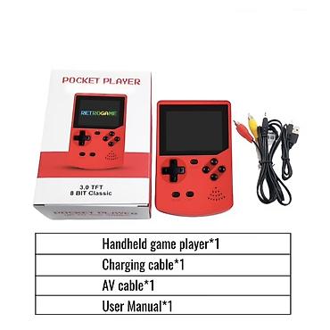 Digər oyun və konsollar: Retro Game Pocket Player – 3.0" TFT 8-bit əl oyun konsolu (qırmızı) — 3