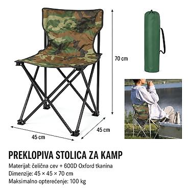 KMT Četvoronožna stolica velika maskirna 297023 - Tip: Preklopiva