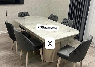 ofis oturacagi: Yemək otağı üçün modern stol-stul dəsti. - Stol: düzbucaqlı formalı — 1