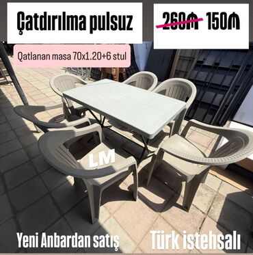 Stullar: Yeni Plastik masa + 6 stul dəsti📌 Türk istehsalı Qiymət: 150₼