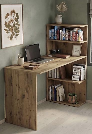 komputer kontakt home: Künc masa, Polkalı, Siyirməsiz, Teksturalı laminat — 1