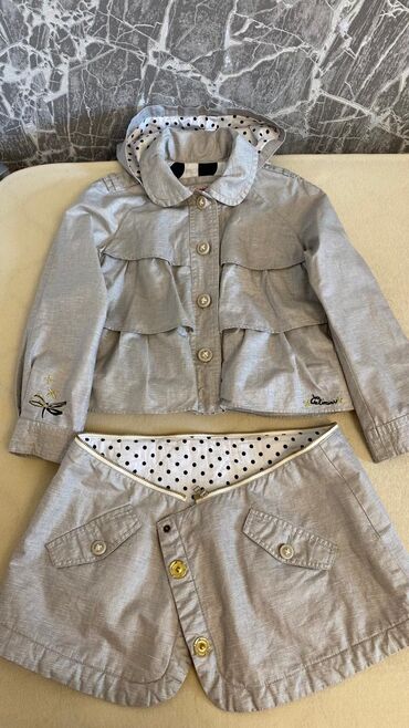 Plaşlar: Плащ-трснсформер Catimini производство Франция серого цвета с — 7