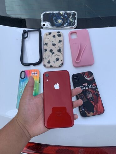 бу мобильные телефоны: IPhone Xr, Колдонулган, 64 ГБ, Кызыл, Каптама, 76 %