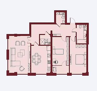 9 мкр квартиры: 3 комнаты, 112 м², Ошский мкр., Элитка, 9 этаж, ПСО (под самоотделку) — 1