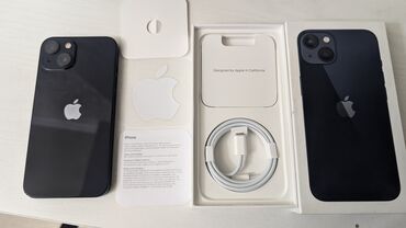 Apple iPhone: IPhone 13, Новый, 128 ГБ, Midnight, Защитное стекло, Чехол, Коробка, 89 %