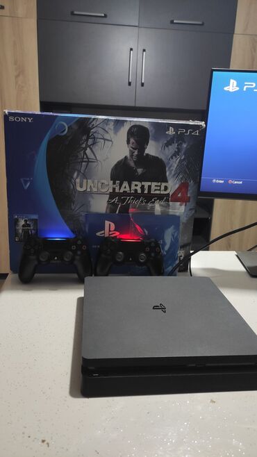 kontakt home playstation 4: PlayStation 4 slim Uncharted bundle 500 gb, çox az işlənib, Ksrobkası
