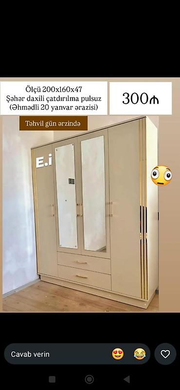Üç qapılı paltar şkafı - Ölçü: 200 x 160 x 47 sm - Rəng: bej lalafo.az -da Üç qapılı paltar şkafı - Ölçü: 200 x 160 x 47 sm - Rəng: bej