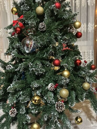 Yeni il ağacları: Yeni il şam ağacı – tam bəzədilmiş set 180 sm hediyye alınıb qaytarma — 2