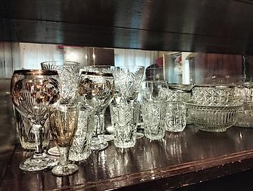 balta bıcaq: Kəsimli şüşə və kristal qab-qacaq dəsti - Müxtəlif ölçülü qədəhlər — 3