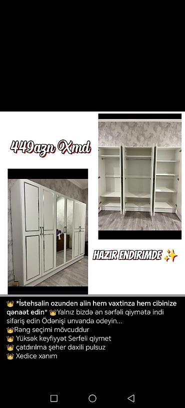 boru: Yeni, 5 qapı, Güzgülü, Ağ, Açılan, Düz dolab — 4