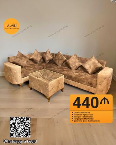 Komodlar: Künc divan dəsti – LA MİNİ - Ölçülər: 280 x 200 sm - Mexanizm