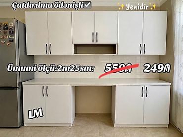 ucuz tap az dolablar: Ağ rəngli mətbəx dolabı dəsti - Ümumi ölçü: 2 m 25 sm - Üst və alt — 1
