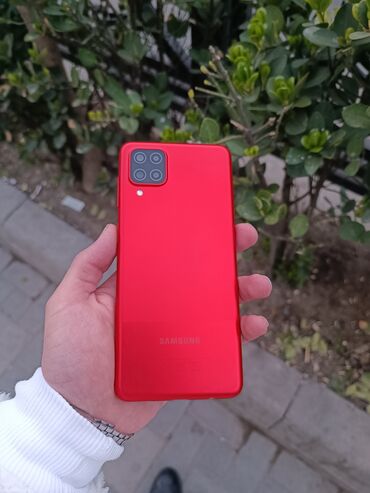 samsung i700: Samsung Galaxy A12, 64 GB, rəng - Qırmızı, Düyməli, Barmaq izi