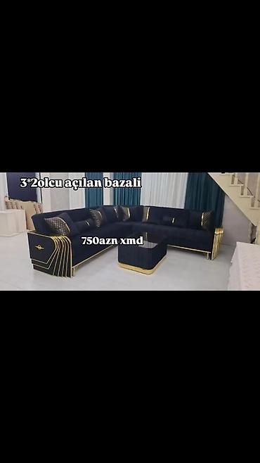 Комплекты диванов и столов: 3×2 ölçülü, açılan-bazalı künc divan dəsti - L‑şəkilli künc divan — 6