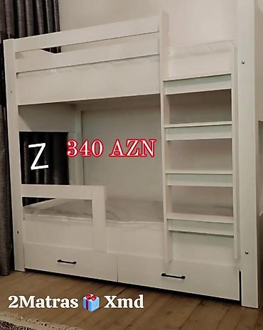 hamam mebel: İki mərtəbəli ağ uşaq/yataqxana çarpayısı - Material: ağ rəngli — 1