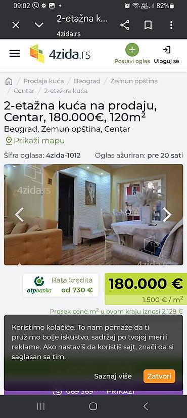 Kuće na prodaju: Dvoetažna kuća, 120 m², Beograd – Zemun, Centar - Raspored: dve etaže — 14