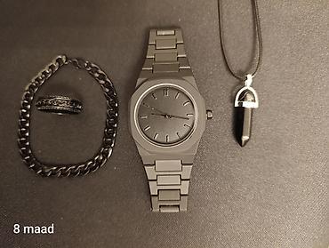 unity pga accessories: Minimalist qara aksesuar seti Tərkib: - Qara metal qol saatı: mat — 1