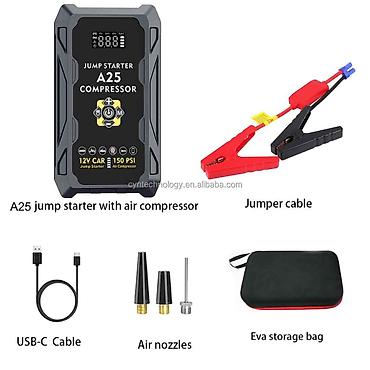 Jump Starter + təkər nasosu 4-ü 1-də (10.000 mah) Charging Output — 2
