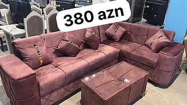 l masa: Bazalı künc divan dəsti - L formalı künc divan, puf/üstü şüşəli kiçik — 1