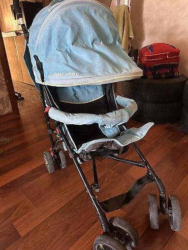 коляска для детей: Uşaq arabası – “Hello Baby” marka, açıq mavi rəng. Xüsusiyyətlər: - — 1