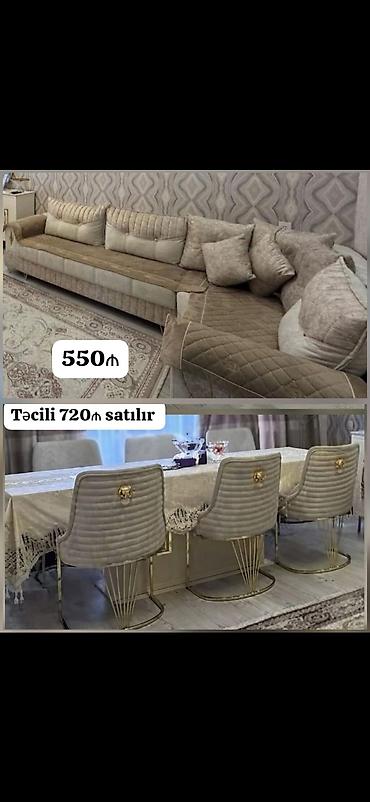 işlənmiş stul: 720₼ masa desti 550₼ KÜNC divan Divan Açılır baza var yeni kimidir — 1